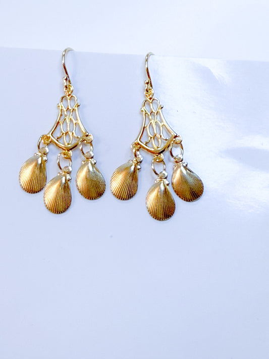 Golden Shell Chandelier Earrings – Gold Plated Sterling silver